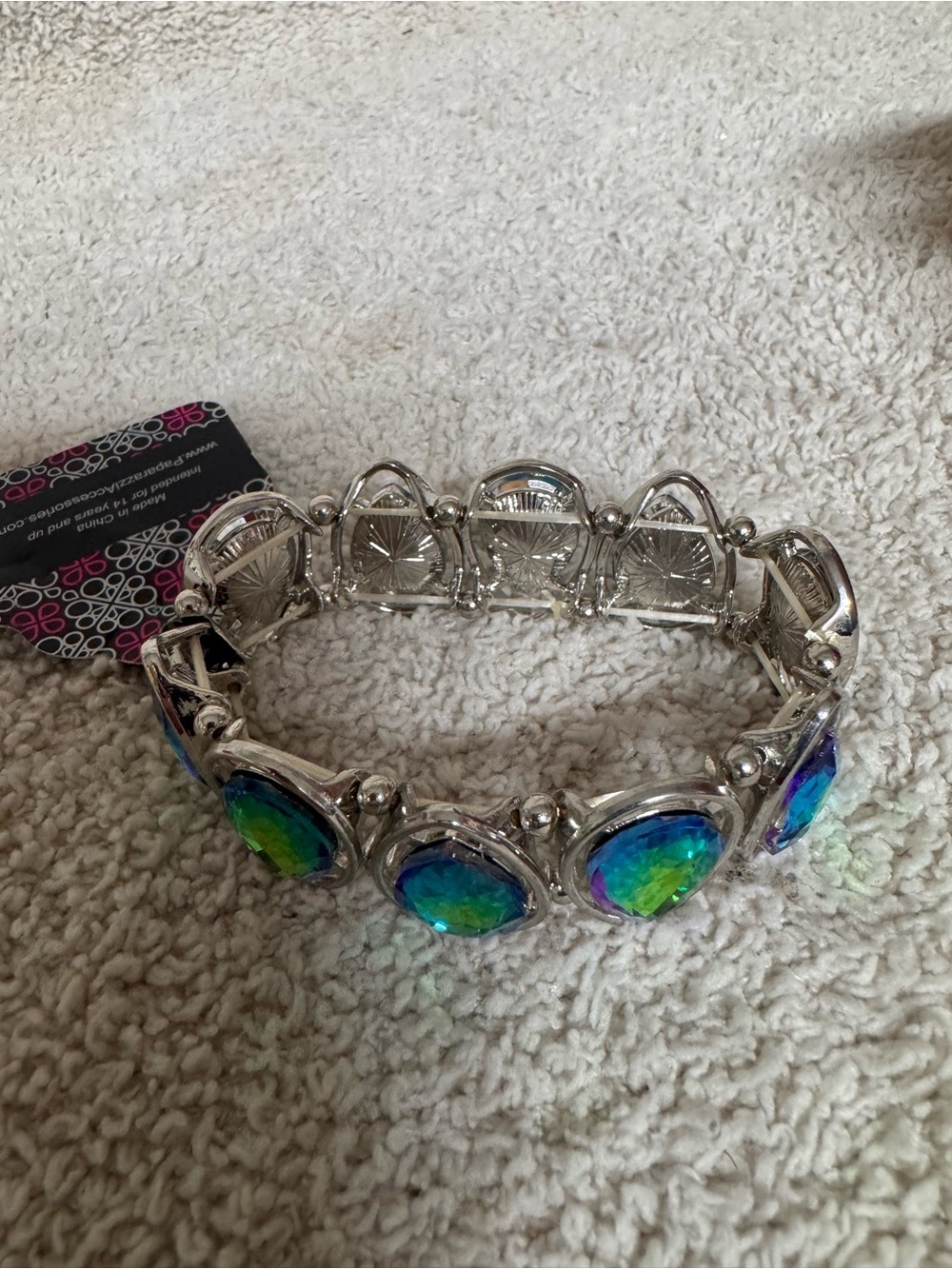 Paparazzi Silver Bracelet with Blue-Green Teardrop Gems - Picture 2 of 2